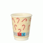 PAPSTAR 25 gobelets, carton 0,2 l Ø 8 cm - 9,3 cm "Candy Canes " double paroi - en carton 89695
