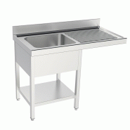 Plonge inox 1 bac avec étagère et passage lave-verres P 550 mm - 1400, à gauche_0