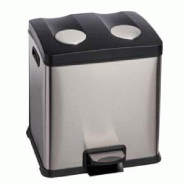 Poubelle à pédale en inox pour tri sélectif - Modèles 2x12L, 3x12L, 2x30L - Corps inox brossé et système anti-trace Poubelle à pédale en inox pour tri sélectif - Modèles 2x12L, 3x12L, 2x30L - Corps inox brossé et système anti-trace