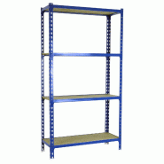 SimonRack Étagère Rangement 1500x900x500 mm, 4 niveaux, plateaux en bois, charge 150 kg par niveau, Bleu - Maderclick - métal 8435104961223