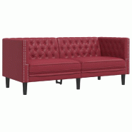 VidaXL Canapé à 2 places Chesterfield rouge bordeaux similicuir Modèle Nervelis - 372663