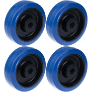 Roue 160mm 6" caoutchouc bleu avec centre en nylon roulement inoxydable 1400kg, set de 4 Roue 160mm 6" caoutchouc bleu avec centre en nylon roulement inoxydable 1400kg, set de 4