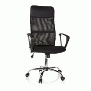 Chaise bureau / Fauteuil de direction PURE NET, tissu maille / simili cuir noir chrome hjh OFFICE - noir plastique 621900