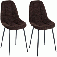 CLP Lot de 2 chaises Tom tissu - Marron - 324254