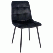 Décoshop26 - Chaise de salle à manger x1 coutures forme carrées en velours noir pieds en métal noir 10_0001957 - noir 3000250763103 Décoshop26 - Chaise de salle à manger x1 coutures forme carrées en velours noir pieds en métal noir 10_0001957 - noir 3000250763103