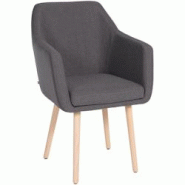 Décoshop26 - Chaise de salon avec accoudoirs quatre pieds résistants en bois clair assise en tissu gris foncé 10_0003485 - gris 3000251605167 Décoshop26 - Chaise de salon avec accoudoirs quatre pieds résistants en bois clair assise en tissu gris foncé 10_0003485 - gris 3000251605167