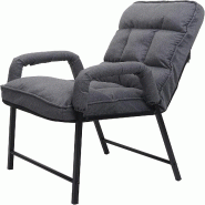 Décoshop26 - Chaise fauteuil lounge rembourrée dossier inclinable 160 kg métal réglable en tissu/textile gris foncé FAL04047 - gris métal 300041