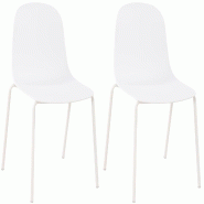 Décoshop26 - Lot de 2 chaises de jardin en plastique blanc et cadre robuste à quatre pieds en acier 10_0007539 - blanc acier 3000266162112 Décoshop26 - Lot de 2 chaises de jardin en plastique blanc et cadre robuste à quatre pieds en acier 10_0007539 - blanc acier 3000266162112