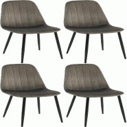 Décoshop26 - Set de 4 chaises de salle à manger coutures décoratives verticales assise en velours anthracite pieds en métal noir 10_0007816 - noir