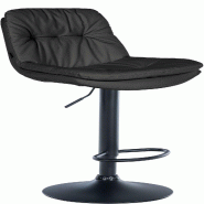 Décoshop26 - Tabouret chaise haute x1 pour cuisine et bar à assise moelleuse en similicuir noir foncé cadre en métal noir 10_0005701 - noir métal