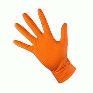 Gant nitrile non poudré orange texturé diamant 8,5gr 240mm bte de 50 - 200001002