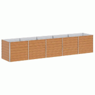 Helloshop26 - Jardinière surélevée industrielle chic extérieur 400 x 80 x 77 cm en acier galvanisé marron clair 02_0059027 - marron acier 3000240