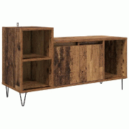 Helloshop26 - Meuble TV rectangulaire moderne avec rangements 100 x 35 x 55 cm en bois d'ingénierie bois ancien 02_0052778 - métal 3000237587944