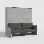 Itamoby Lit double escamotable Kando avec canapé et matelas en ciment, gris - gris 8050598301296