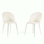 RATTATAN Lot de 2 chaises en velours avec pieds en métal, design élégant pour cuisine, salle à manger, bar ou restaurant – Sara – Blanc/Argent RATTATAN Lot de 2 chaises en velours avec pieds en métal, design élégant pour cuisine, salle à manger, bar ou restaurant – Sara – Blanc/Argent