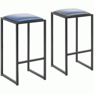 Royal Catering - Royal Catering RCBS-MC2 Lot de 2 tabourets de bar empilables avec rembourrage en cuir synthétique Noir/bleu - 4062859233660