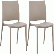 CLP Lot de 2 chaises de jardin Meton Plastique HBT: 81x42x49 cm Taupe - gris 328100