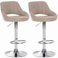 CLP Lot de 2 tabourets de bar Milet tissu Taupe/Métal chromé - gris textile 324404 CLP Lot de 2 tabourets de bar Milet tissu Taupe/Métal chromé - gris textile 324404