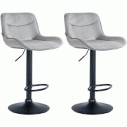 CLP Lot de 2 tabourets de bar Vonore velours Gris/Noir - gris textile 325257 CLP Lot de 2 tabourets de bar Vonore velours Gris/Noir - gris textile 325257