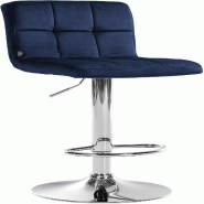CLP Tabouret de bar Pérou velours Bleu/Chrome - bleu textile 323778