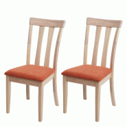 Décoshop26 - 2 chaises de salle à manger cuisine design classique en tissu orange et bois massif clair 04_0002960 - 3000250668989