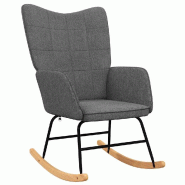 Décoshop26 - Fauteuil à bascule d'allaitement rembourré relax pour salon en tissu gris foncé DEC028980 - gris 3000257146954