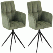 Décoshop26 - Lot de 2 chaises de salle à manger moderne et confort mécanisme de rotation à 180° en tissu vert et métal 10_0007862 - 3000266344556