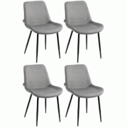 Décoshop26 - Lot de 4 chaises de salle à manger design moderne et confortable en velours gris et métal noir mat 10_0001843 - gris 3000250702003 Décoshop26 - Lot de 4 chaises de salle à manger design moderne et confortable en velours gris et métal noir mat 10_0001843 - gris 3000250702003