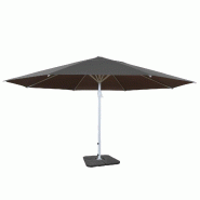 Décoshop26 - Parasol de jardin extérieur Ø 5m Polyester Alu Mât Blanc 28kg anthracite avec pied 04_0003853 - blanc 3000531832696