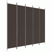 Décoshop26 - Paravent séparateur de pièce cloison 5 panneaux 250 x 220 cm tissu brun et fer DEC030984 - 3000258223227