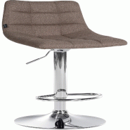 Décoshop26 - Tabouret de bar x1 moderne en tissu taupe motif matelassé piètement trompette métal chromé 10_0005654 - métal 3000265138873