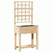 Helloshop26 - Cache-pot de jardin rectangulaire moderne 71 x 38 x 152 cm durable style minimaliste en bois sapin massif beige 02_0058842 - beige Bois
