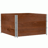 Helloshop26 - Jardinière bac lit surélevé plantes fleurs terrasse jardin 100 x 100 cm bois massif de pin marron 02_0037245 - marron métal 30002178