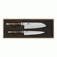 KAI Shun Premier Tim Mälzer Ensemble de couteaux TDMS-230 - Couteau universel + Santoku - marron multi-matériau TDMS230