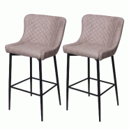 Mendler Lot de 2 tabourets de bar HWC-H79, chaise de bar tabouret de comptoir, repose-pieds en métal vintage ~ tissu/textile gris - gris métal 74059