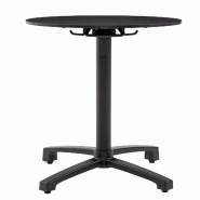 METRO PROFESSIONAL Table pliante MASSINI, aluminum, Ø 60 cm, plateau de table HPL,  pieds de nivellement réglables automatiquement, noir - noir alum_0