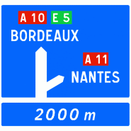 Panneau directionnel D52a - bifurcation autoroutière simple - gamme Innov de WP Signalisation Panneau directionnel D52a - bifurcation autoroutière simple - gamme Innov de WP Signalisation