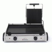 Sammic GLD-10 plaque électrique pour snack mixte 1/2 lisse 1/2 rainurée avec couvercle, 2900W, 230V, EU, 690x430x240 mm - 5100037