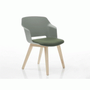 Lot de 2 chaises de réunion Clop pied bois assise tapissée coque polypropylène Lot de 2 chaises de réunion Clop pied bois assise tapissée coque polypropylène