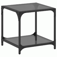 VidaXL Table basse avec dessus en verre noir 40x40x40 cm acier Modèle Grandeur Plus - 845964