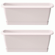 WellHome - Lot de 2 jardinières Respana avec support en plastique coloris blanc 78,6x18,4x14,5cm - blanc plastique polypropylène PK4269