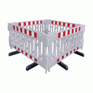 4x Barrières de sécurité en polypropylène - Gris / Avec pieds fixes / 2000