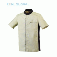 Veste de cuisine homme - manches courtes, coupe slim, polyester et coton, bande en maille respirante - ABAX MC ROBUR_0