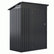 Abri de jardin métallique COSTWAY, 150 x 90,5 x 185 cm, 1,5 m³, abri à outils avec toit en appentis et porte, verrouillable - noir métal SF6444SD