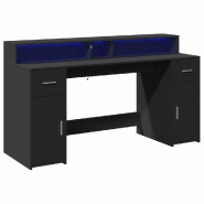 Bureau avec lumières LED noir 160x55x91 cm bois d'ingénierie Modèle Atlas Master Pro - 8721158402653