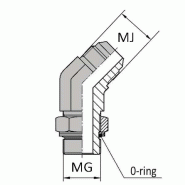 Coudes - 45° orientable mâle JIC X mâle gaz cylindrique - 9/16' , 14.28 , 1/2' , 20.95