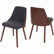 Décoshop26 - Lot de 2 chaises de salle à manger capitonné design chic en bois noyer et assise en tissu gris CDS04466 - gris 3000647369604 Décoshop26 - Lot de 2 chaises de salle à manger capitonné design chic en bois noyer et assise en tissu gris CDS04466 - gris 3000647369604