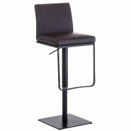 Décoshop26 - Tabouret de bar x1 avec repose-pieds plaque de base carrée en métal noir assise en PVC marron 10_0005302 - marron métal 3000252567082