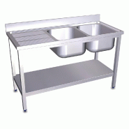 FRICOSMOS Évier avec support, deux cuves à droite, étagère et égouttoir - inox FRSCE01D