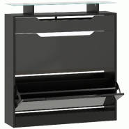 Helloshop26 - Armoire à chaussures entrée 89 x 23 x 96 cm gain de place sécurité anti-basculement contemporain et épuré en MDF noir 21_0002627 -